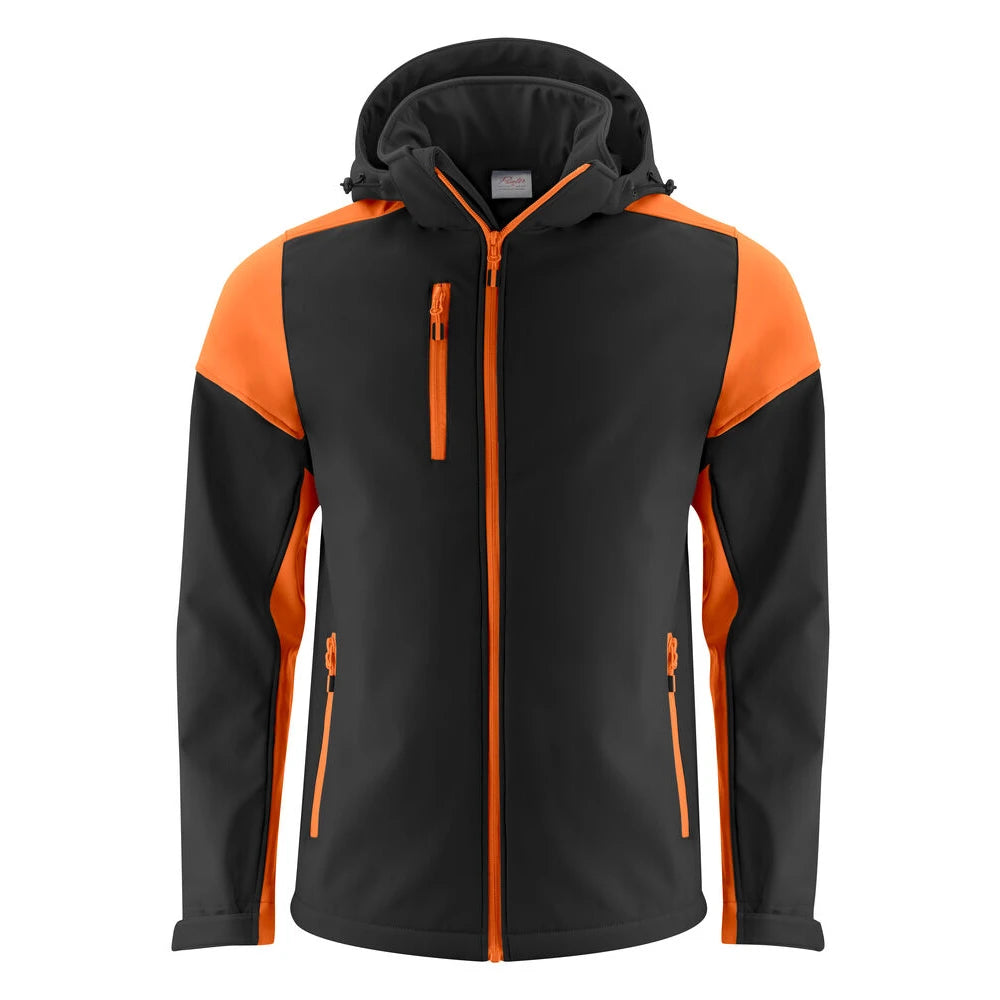 Printer Prime Softshell Jas Heren Zwart Oranje