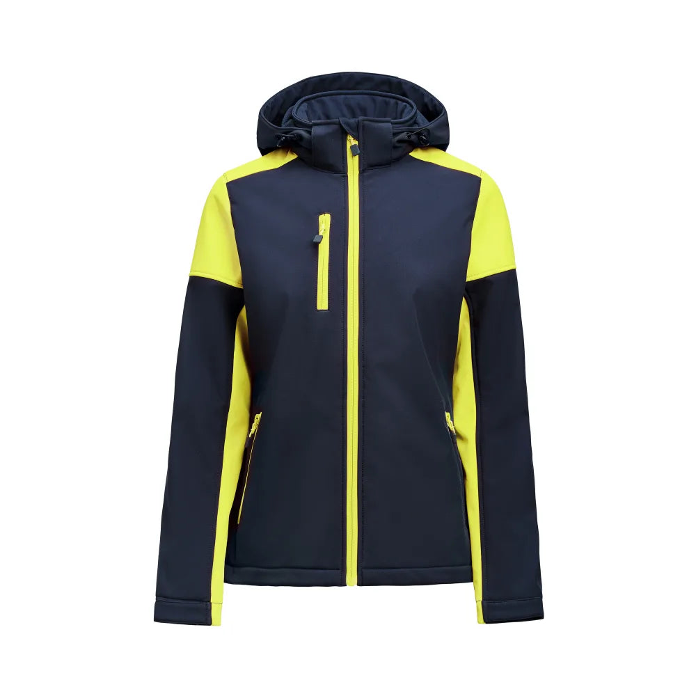 Printer Prime Softshell Jas Dames Marine Neongeel