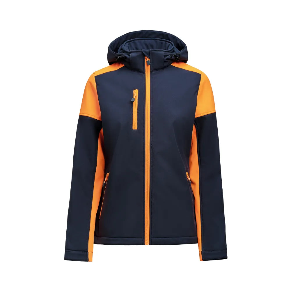 Printer Prime Softshell Jas Dames Marine Neonoranje