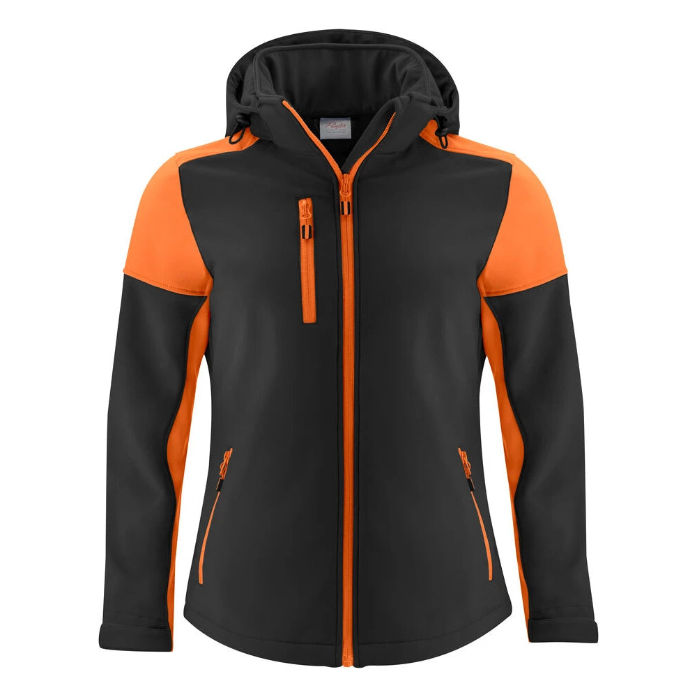 Printer Prime Softshell Jas Dames Zwart Oranje