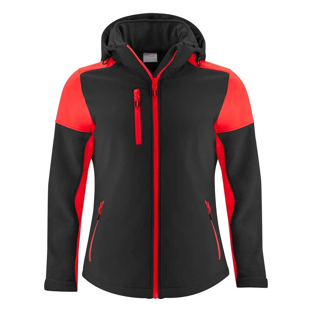 Printer Prime Softshell Jas Dames Zwart Rood