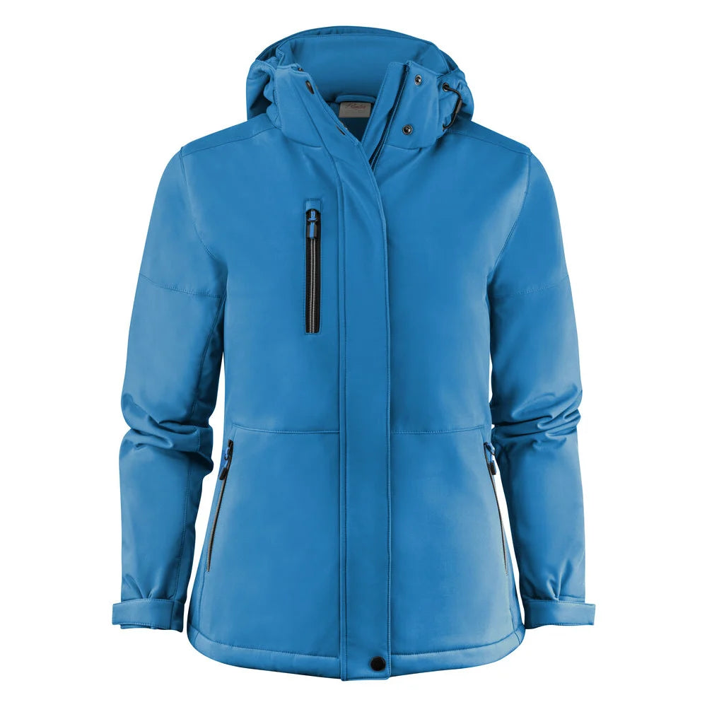 Printer Overlanding Softshell Jas Dames Oceaan Blauw