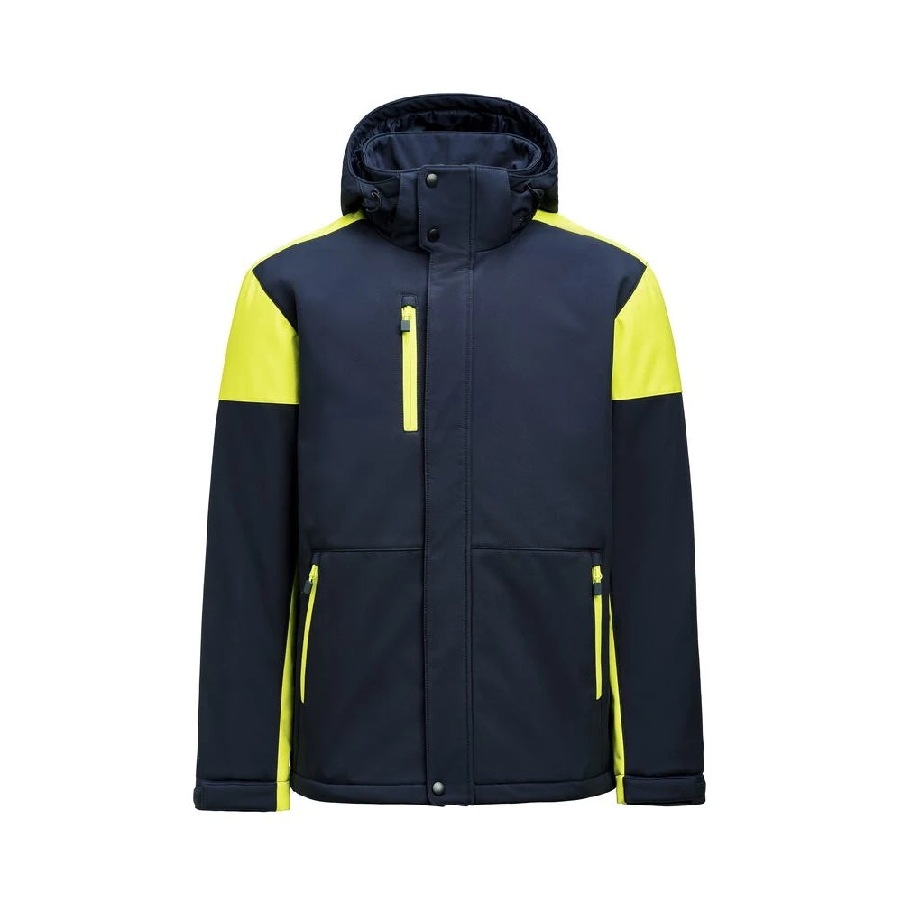 Printer Prime Padded Softshell Jas Heren Marine Neongeel