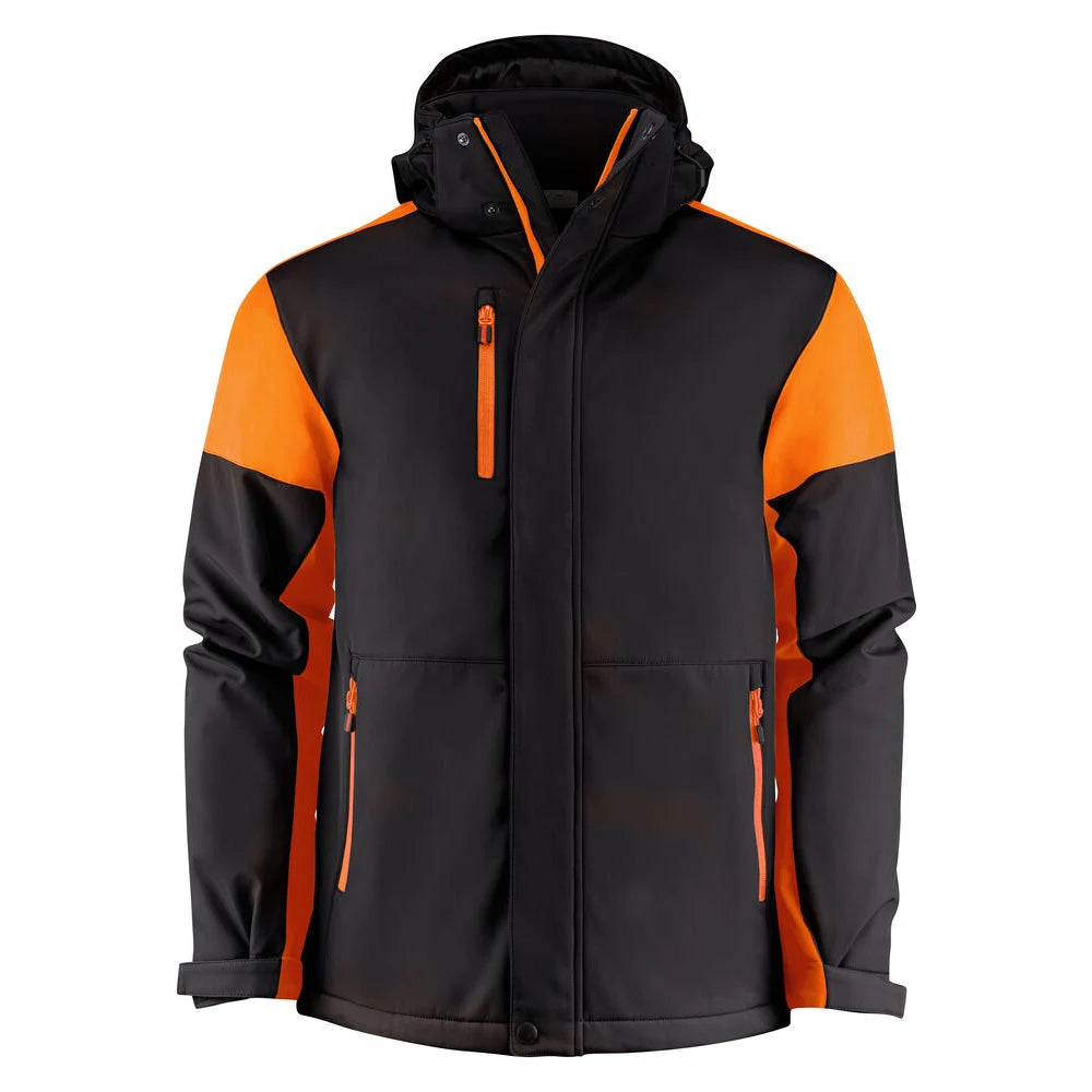 Printer Prime Padded Softshell Jas Heren Zwart Oranje