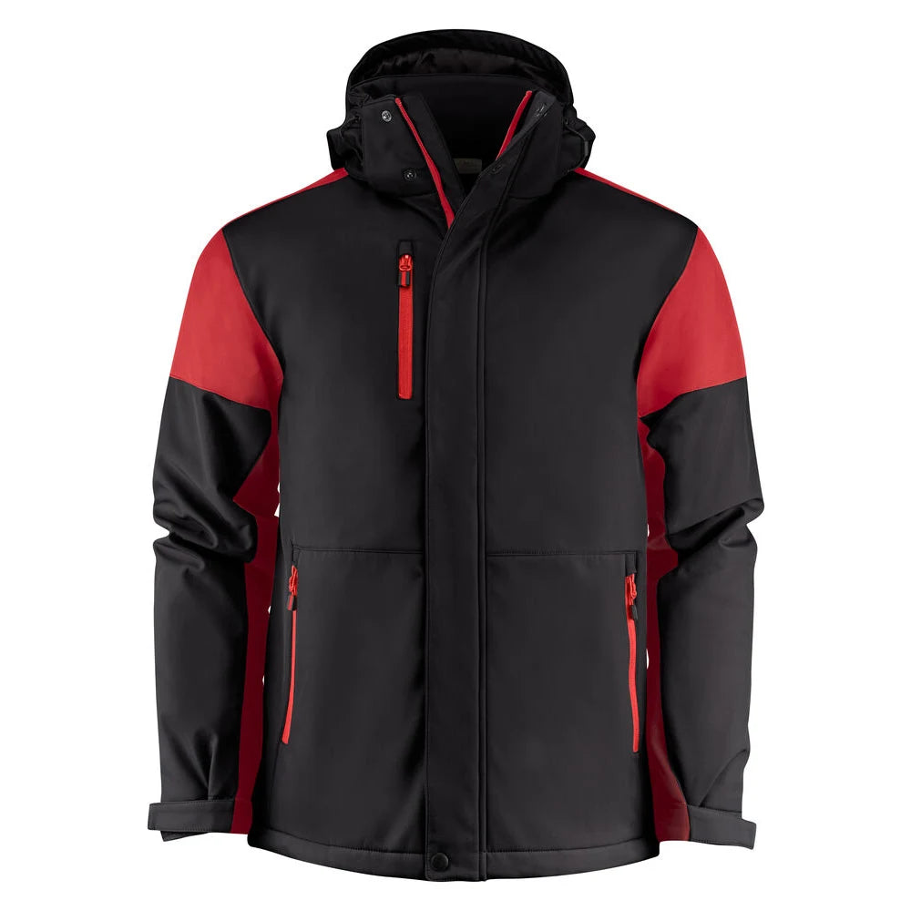 Printer Prime Padded Softshell Jas Heren Zwart Rood