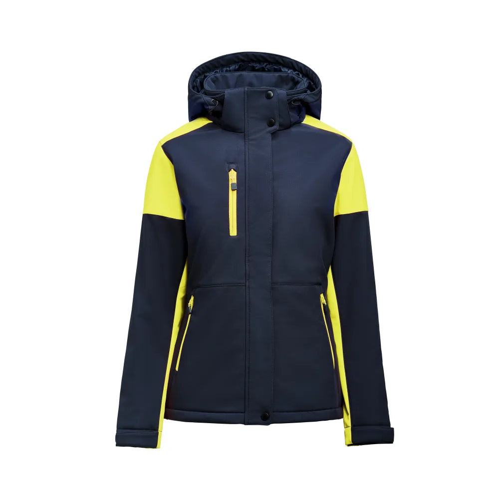 Printer Prime Padded Softshell Jas Dames Marine Neongeel