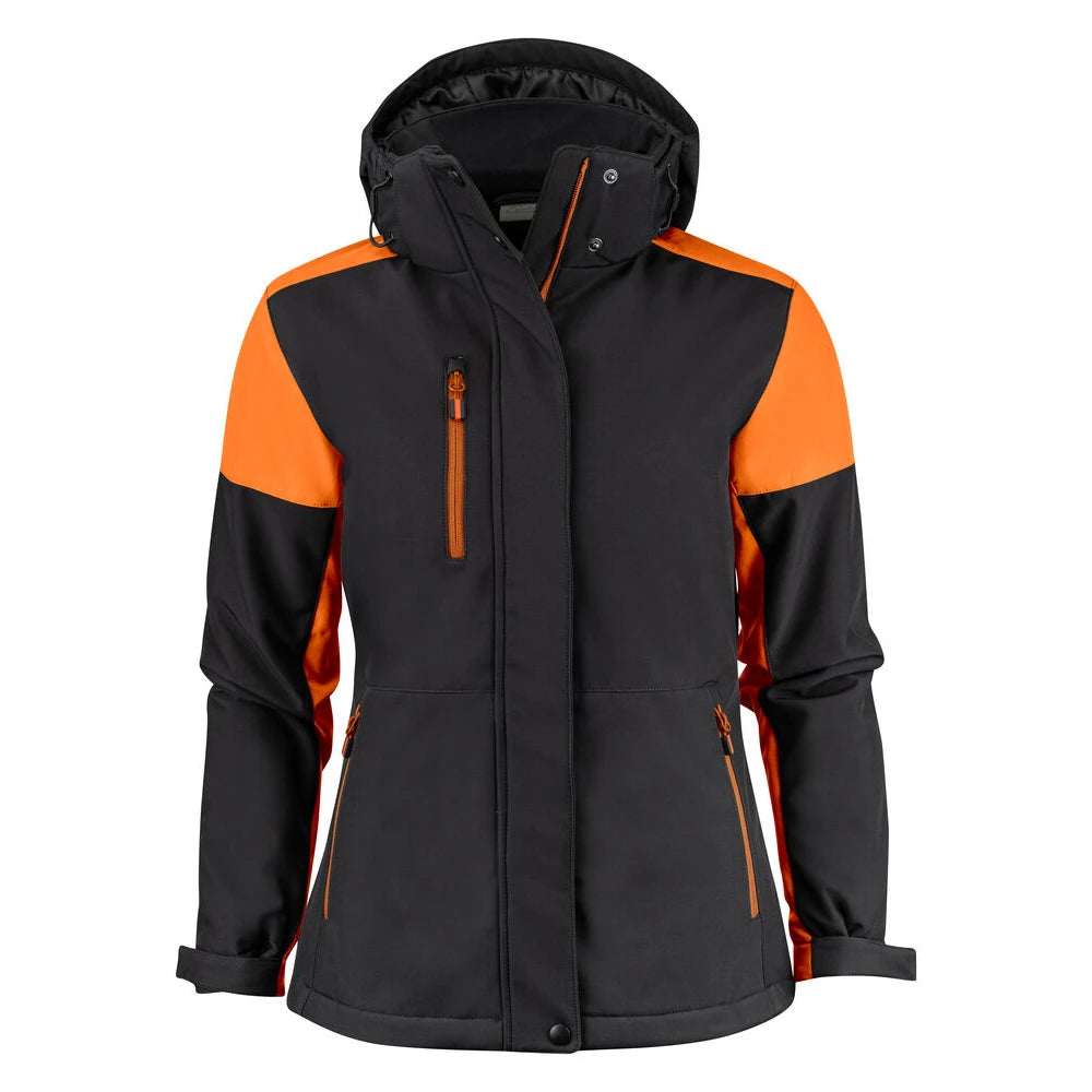 Printer Prime Padded Softshell Jas Dames Zwart Oranje