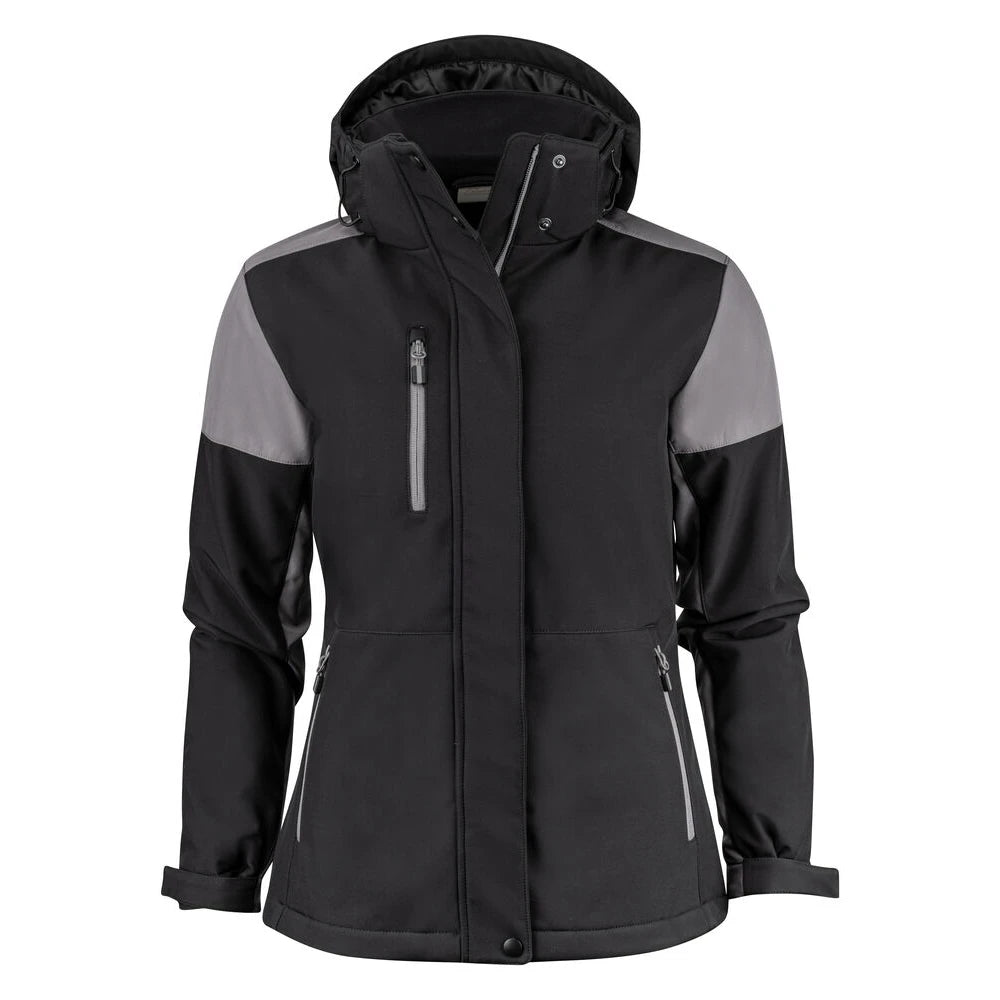 Printer Prime Padded Softshell Jas Dames Zwart Staalgrijs