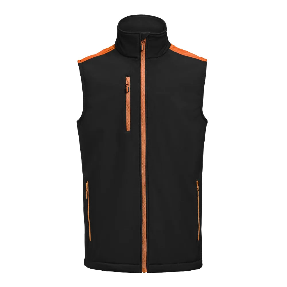 Printer Prime Softshell Bodywarmer Heren Zwart Oranje