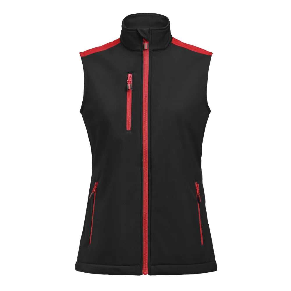 Printer Prime Softshell Bodywarmer Dames Zwart Rood
