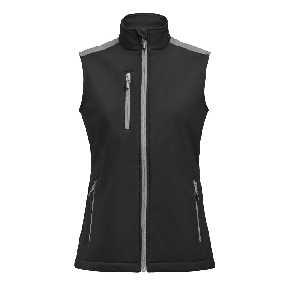 Printer Prime Softshell Bodywarmer Dames Zwart Staalgrijs