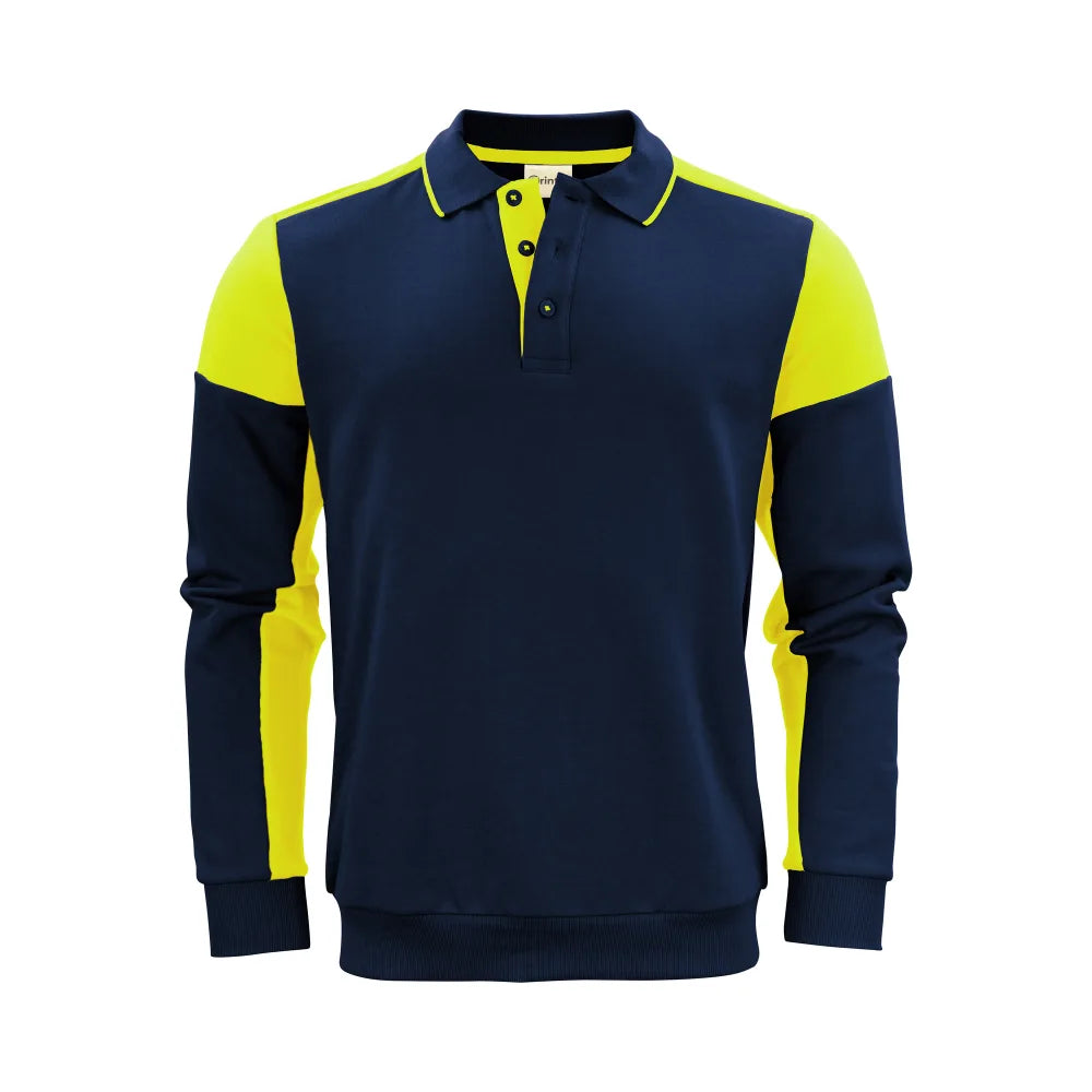 Printer Prime Polosweater Unisex Marine Neongeel