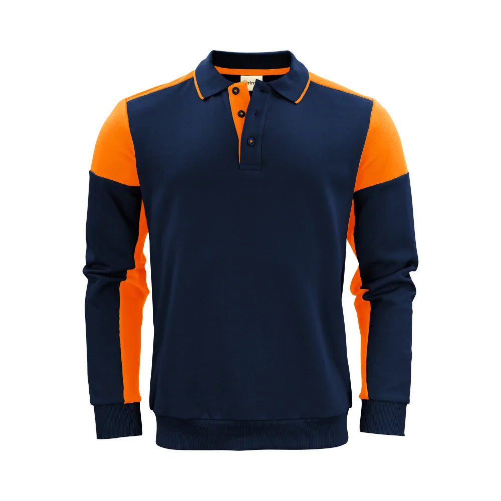 Printer Prime Polosweater Unisex Marine Neonoranje