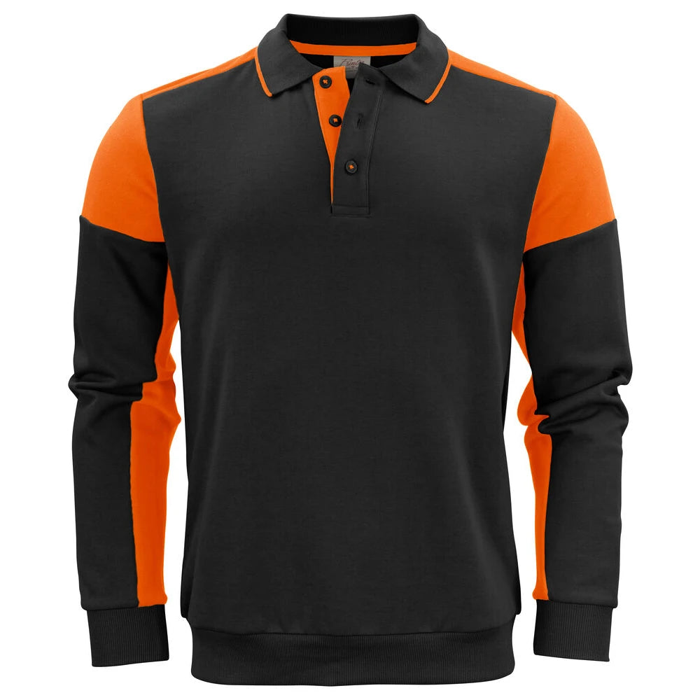 Printer Prime Polosweater Unisex Zwart Oranje