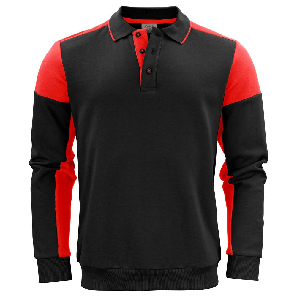 Printer Prime Polosweater Unisex Zwart Rood