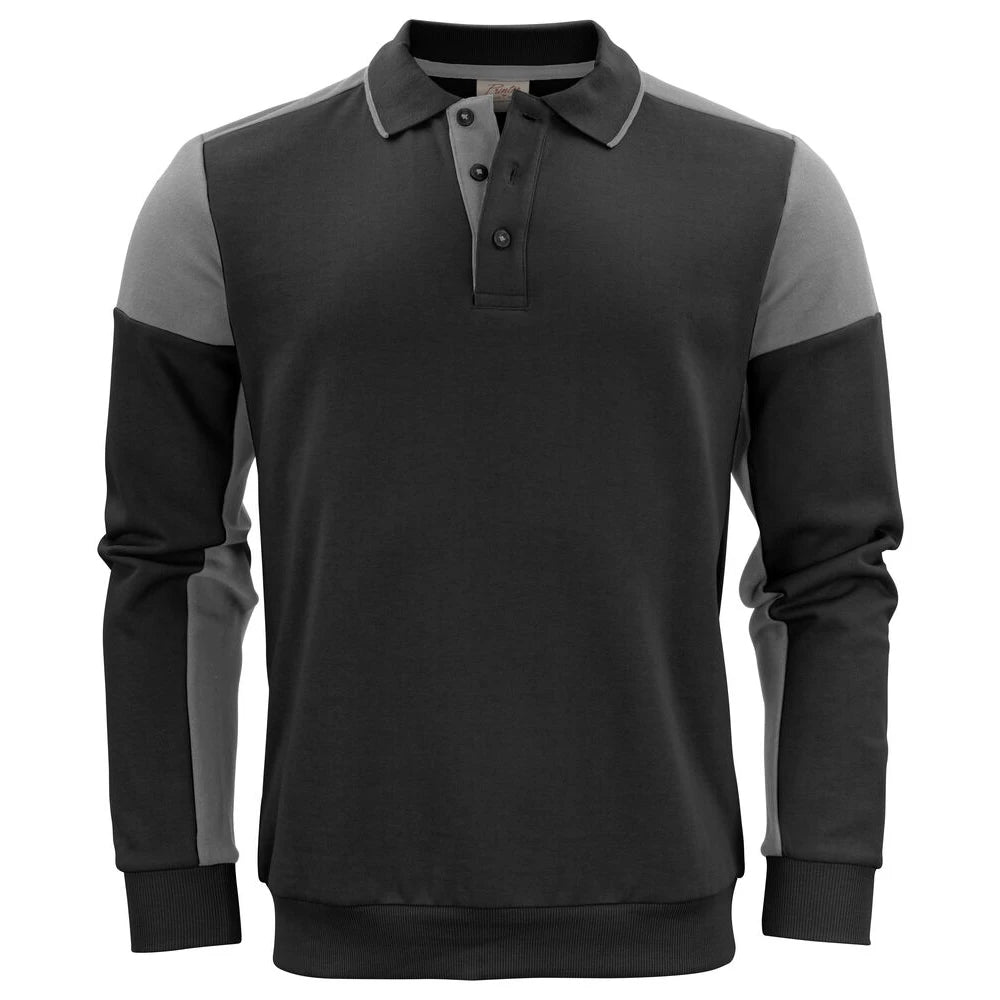 Printer Prime Polosweater Unisex Zwart Staalgrijs