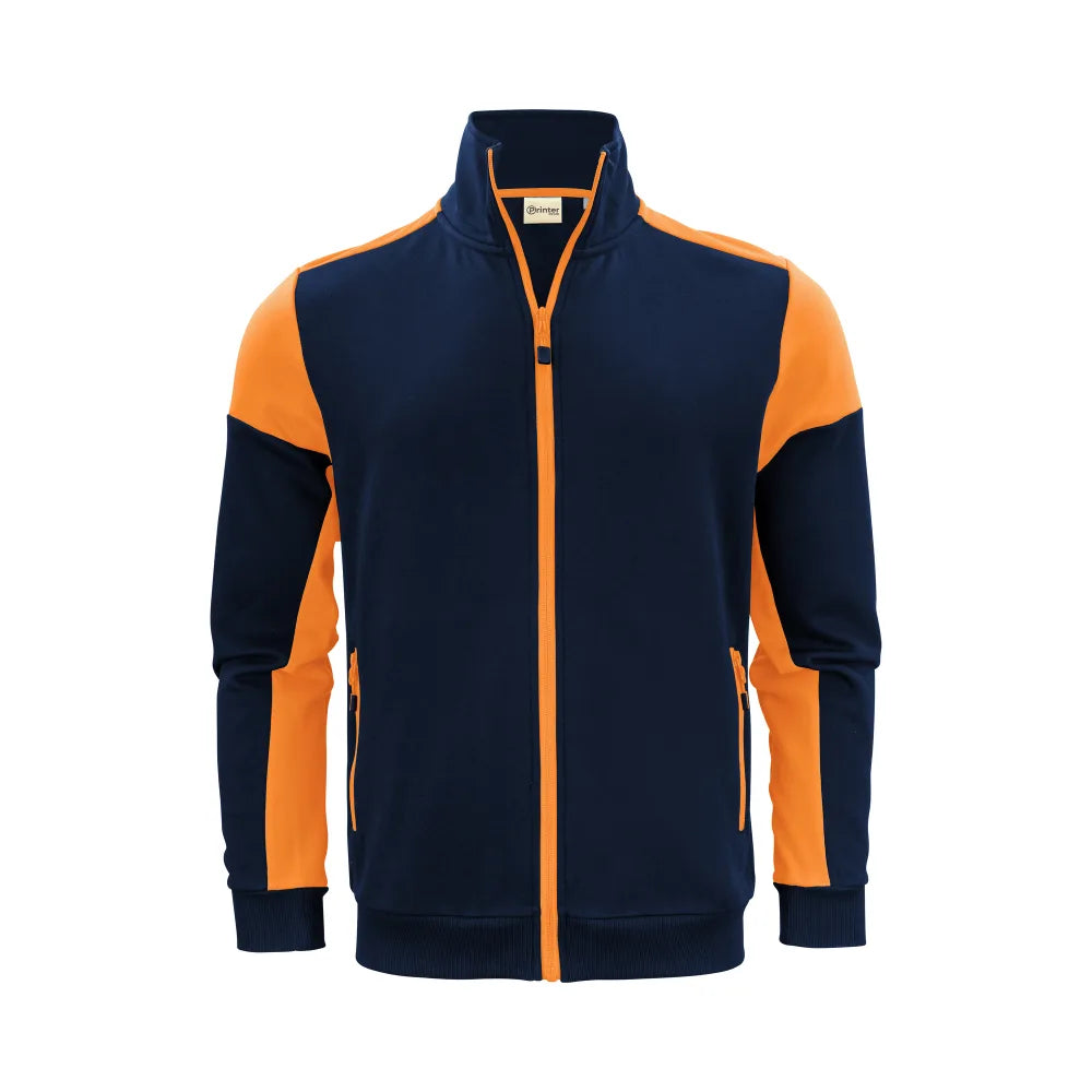 Printer Prime Sweater Volledige Rits Heren Marine Neonoranje