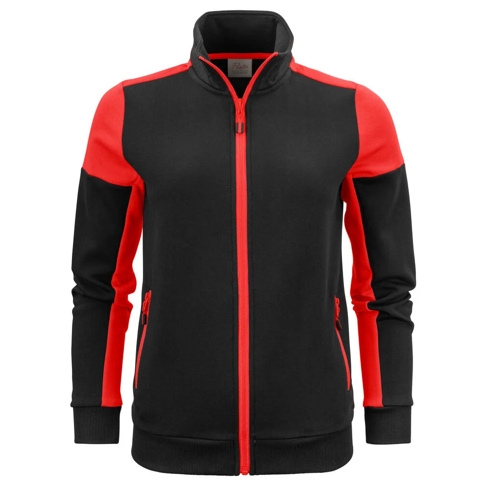 Printer Prime Sweater Volledige Rits Dames Zwart Rood