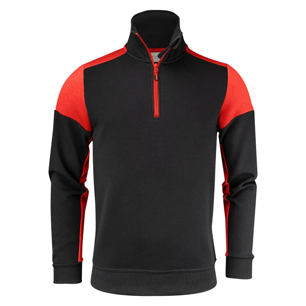 Printer Prime Sweater Halve Rits Unisex Zwart Rood