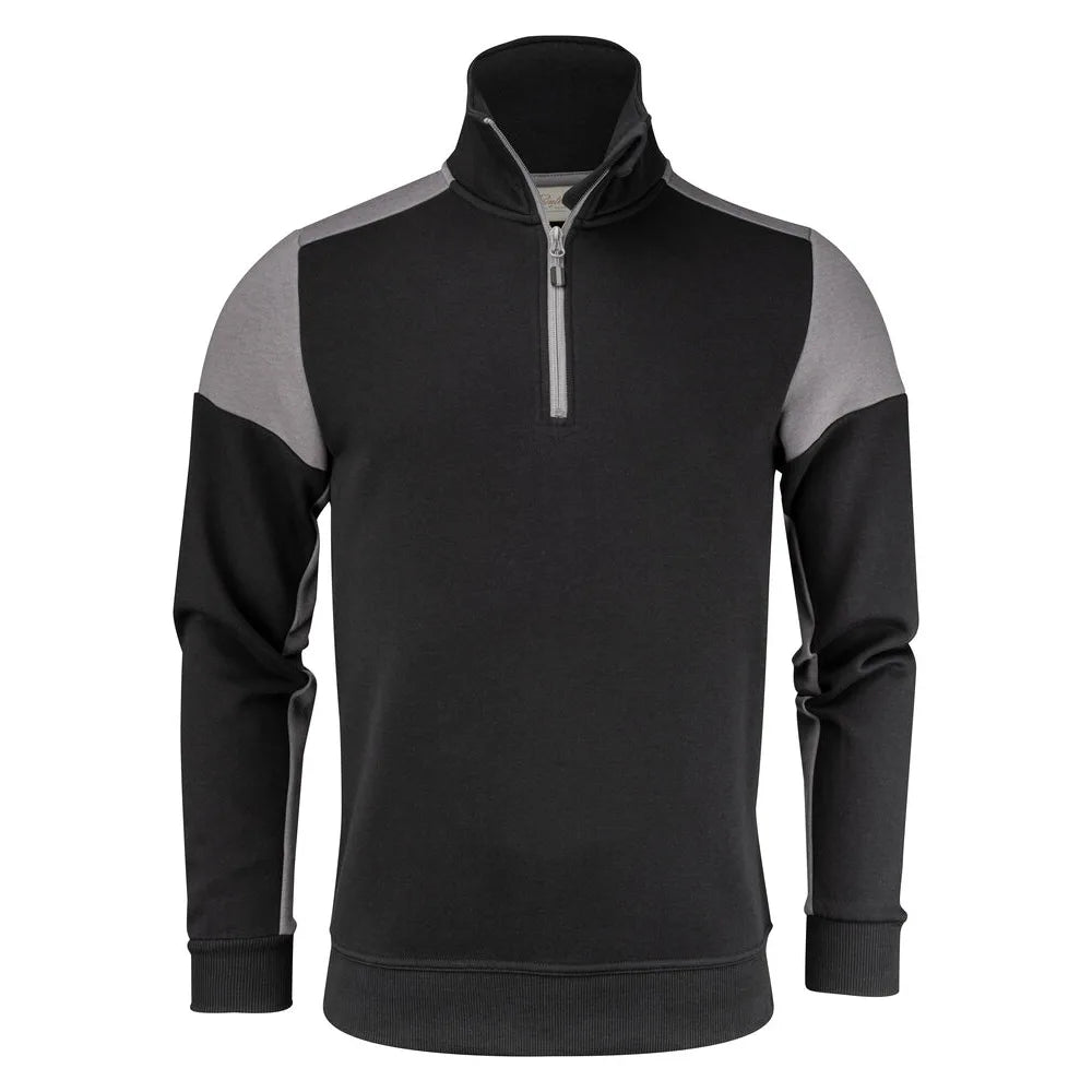 Printer Prime Sweater Halve Rits Unisex Zwart Staalgrijs