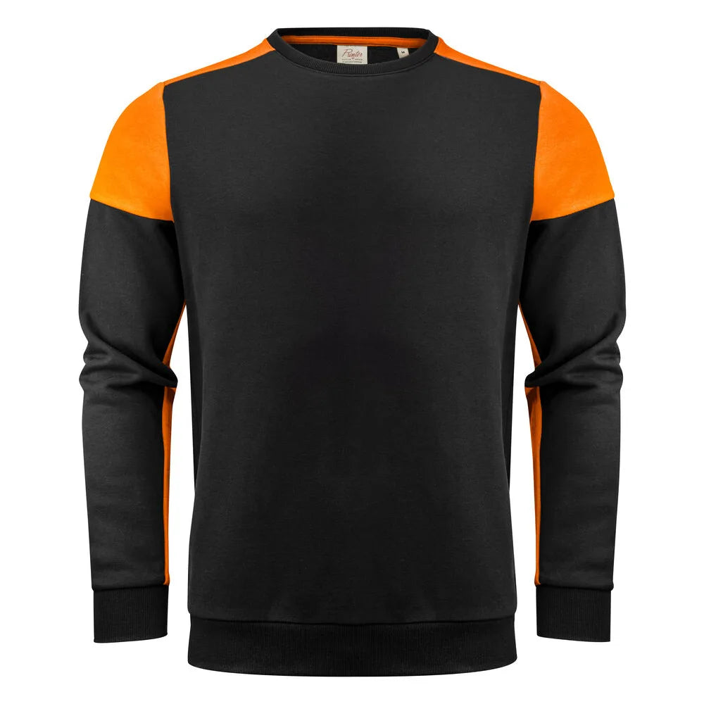 Printer Prime Crewneck Sweater Unisex Zwart Oranje