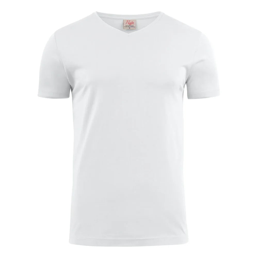 Printer Heavy V-Neck T-Shirt Heren Wit