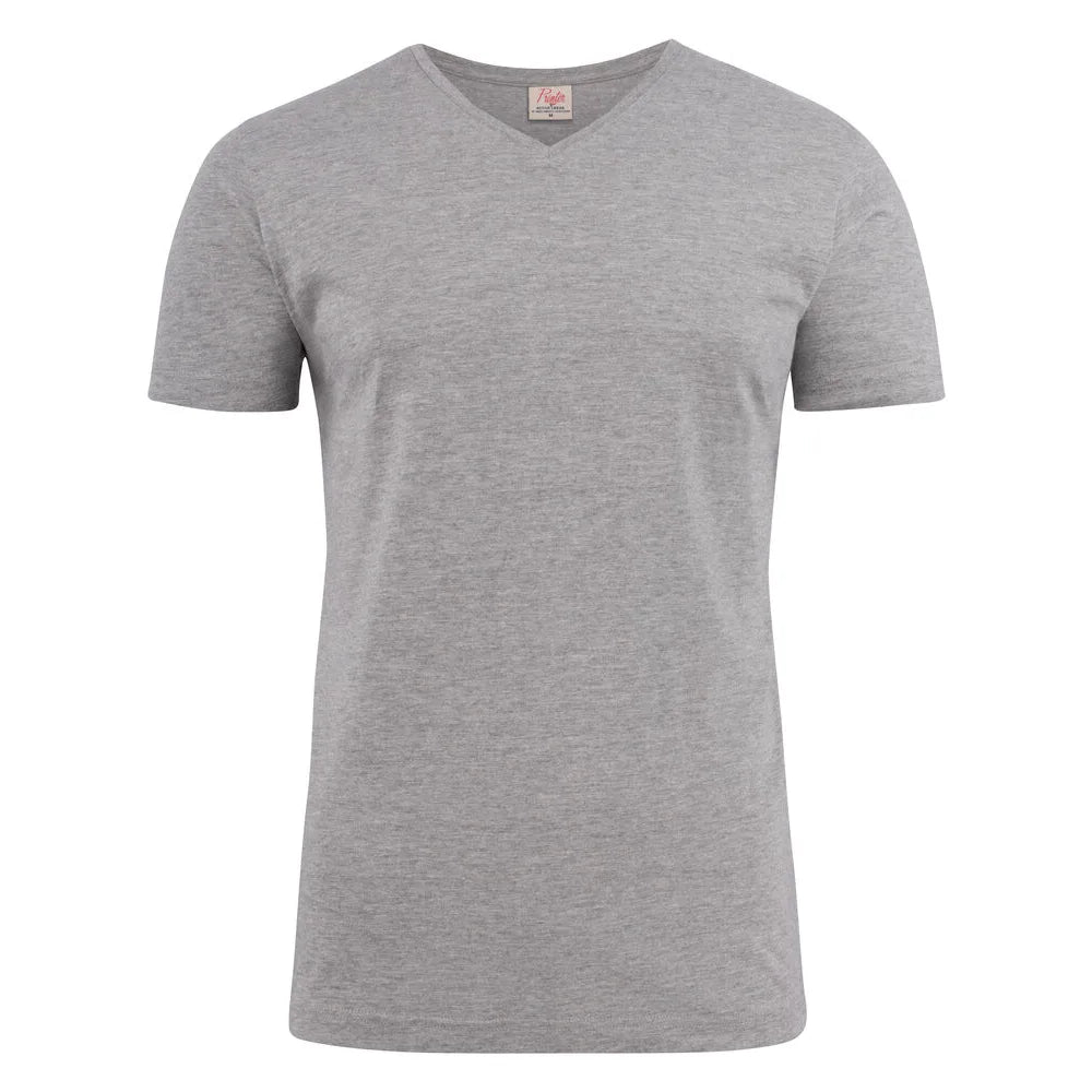 Printer Heavy V-Neck T-Shirt Heren Grijs Mêlée