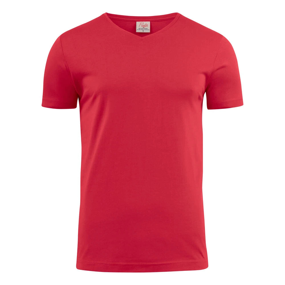 Printer Heavy V-Neck T-Shirt Heren Rood