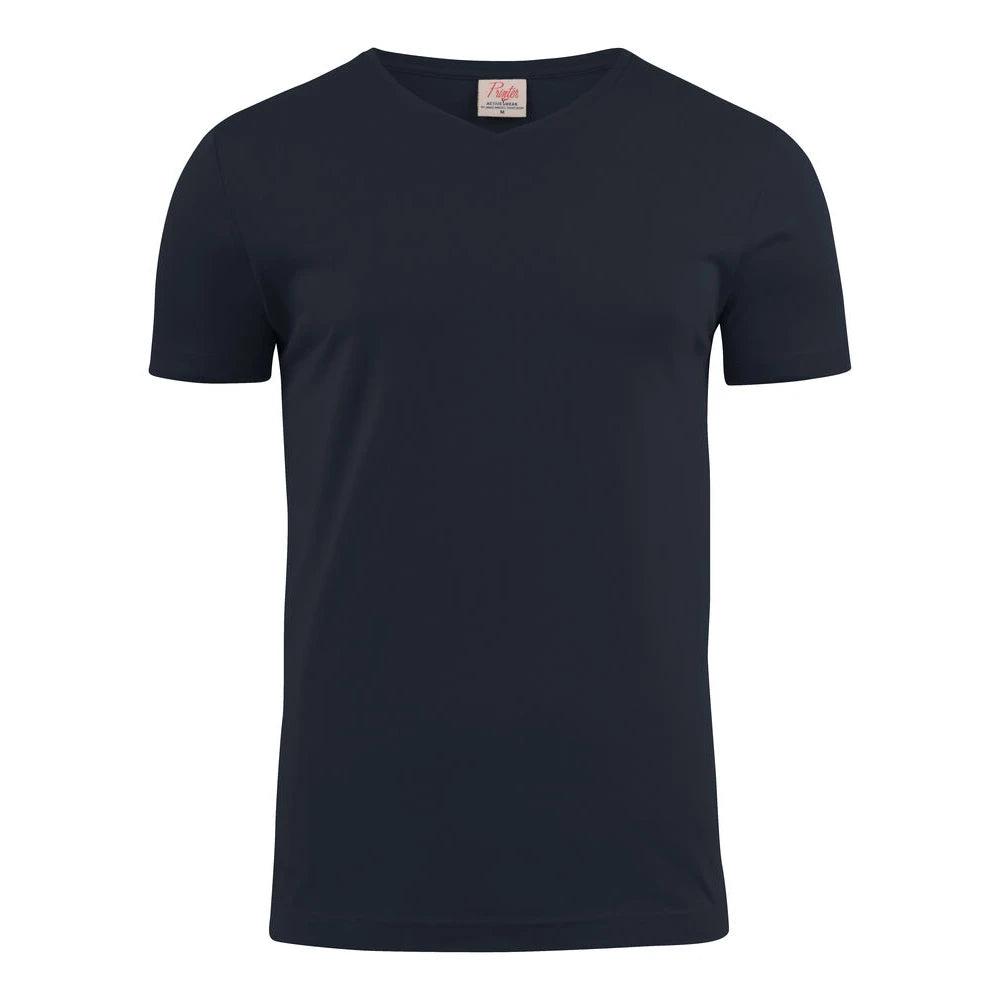 Printer Heavy V-Neck T-Shirt Heren Donker Marine