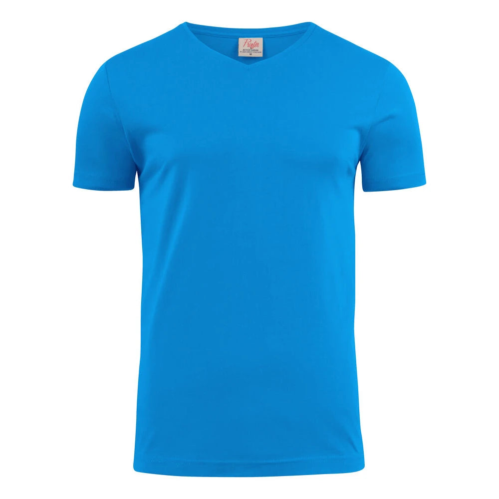 Printer Heavy V-Neck T-Shirt Heren Oceaan Blauw