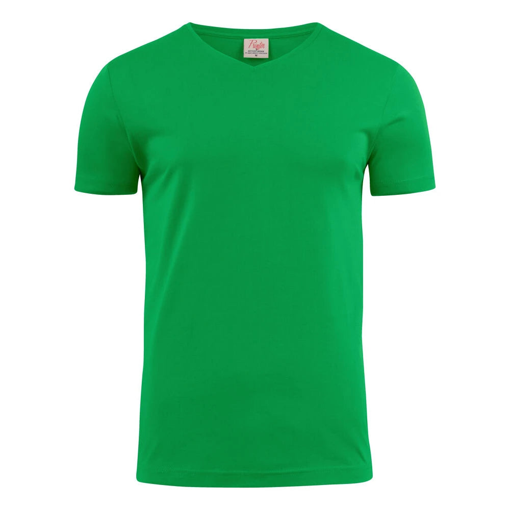 Printer Heavy V-Neck T-Shirt Heren Frisgroen