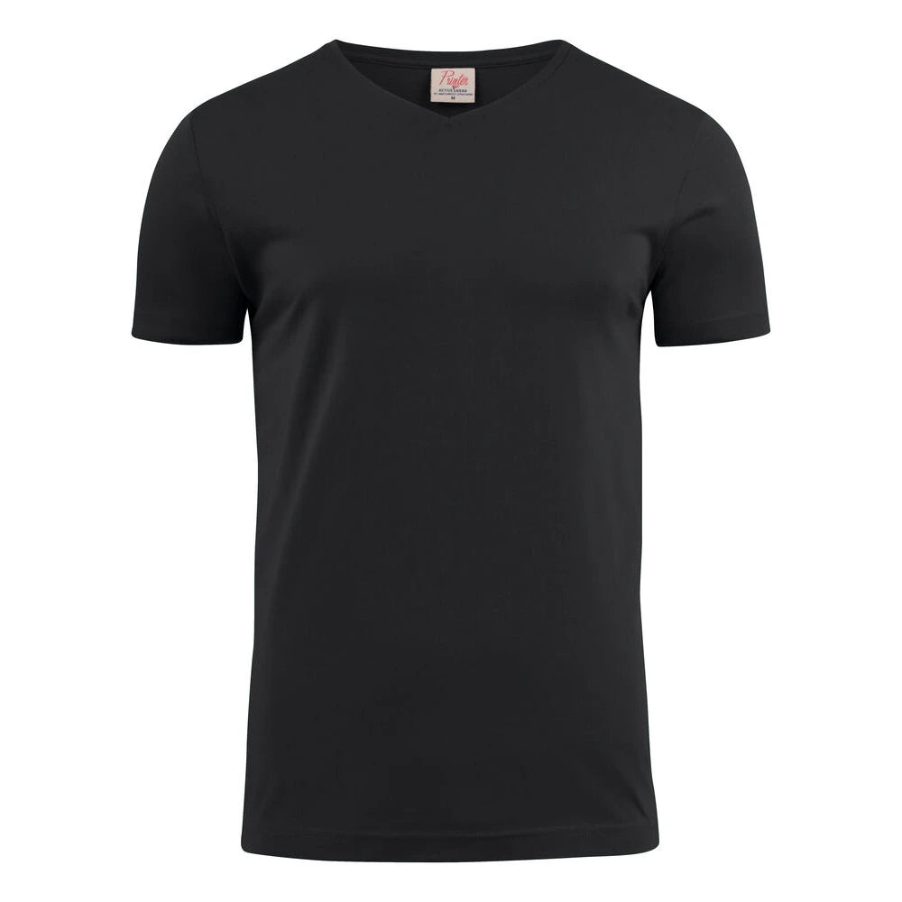 Printer Heavy V-Neck T-Shirt Heren Zwart
