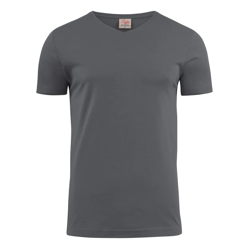 Printer Heavy V-Neck T-Shirt Heren Staalgrijs