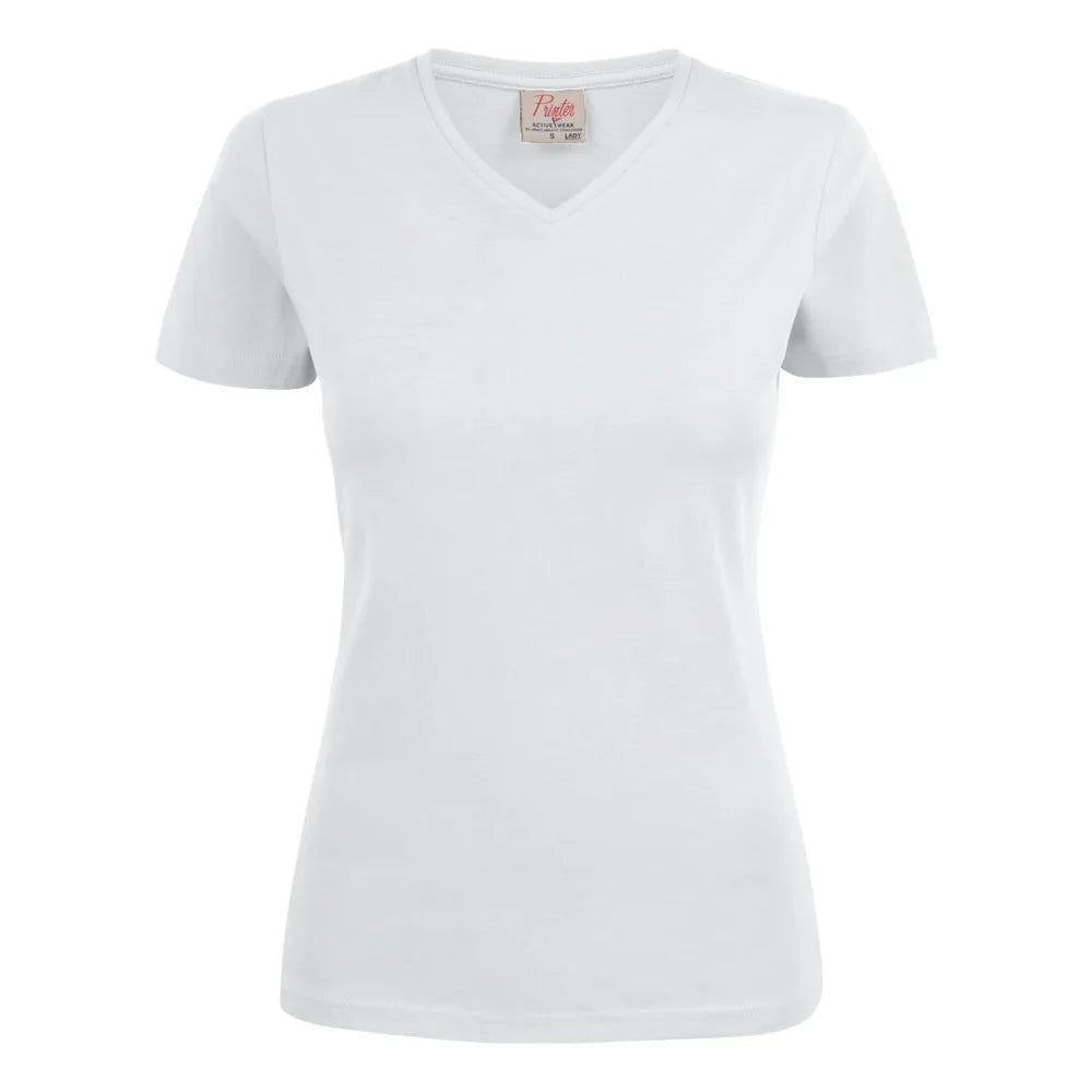 Printer Heavy V-Neck T-Shirt Dames Wit