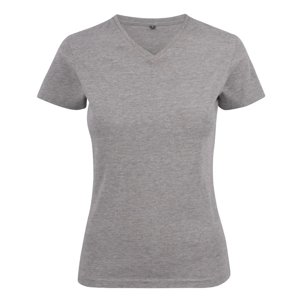 Printer Heavy V-Neck T-Shirt Dames Grijs Mêlée