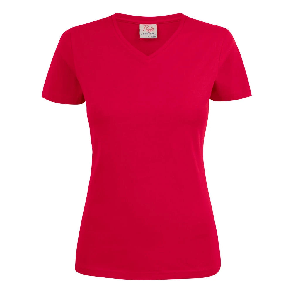 Printer Heavy V-Neck T-Shirt Dames Rood
