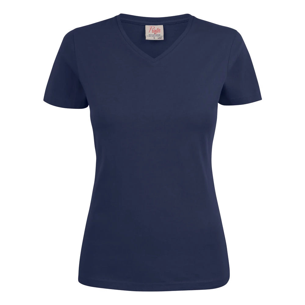 Printer Heavy V-Neck T-Shirt Dames Marine