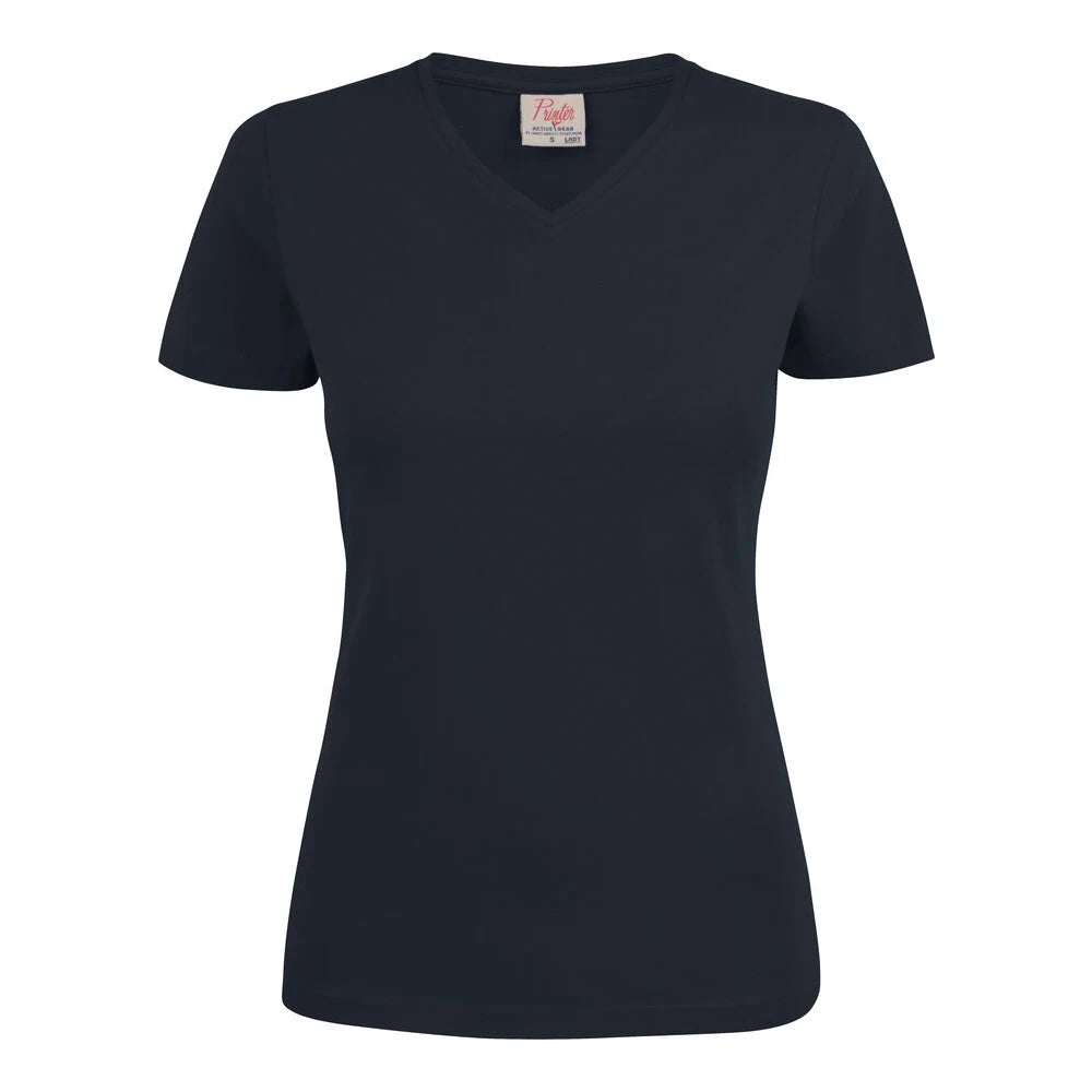 Printer Heavy V-Neck T-Shirt Dames Donker Marine