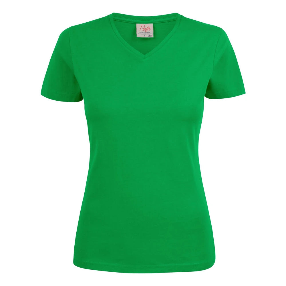 Printer Heavy V-Neck T-Shirt Dames Frisgroen