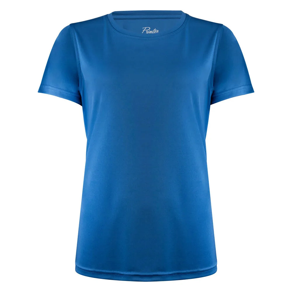 Printer Run T-Shirt Dames Helder Blauw