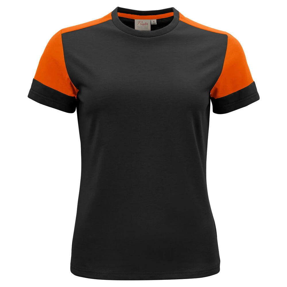 Printer Prime T-Shirt Dames Zwart Oranje
