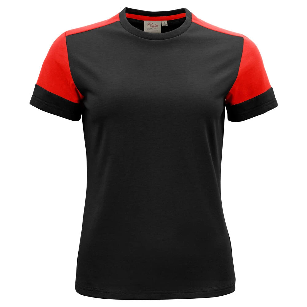 Printer Prime T-Shirt Dames Zwart Rood