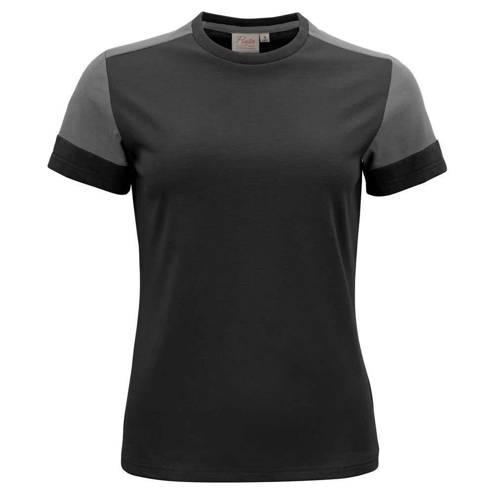 Printer Prime T-Shirt Dames Zwart Staalgrijs