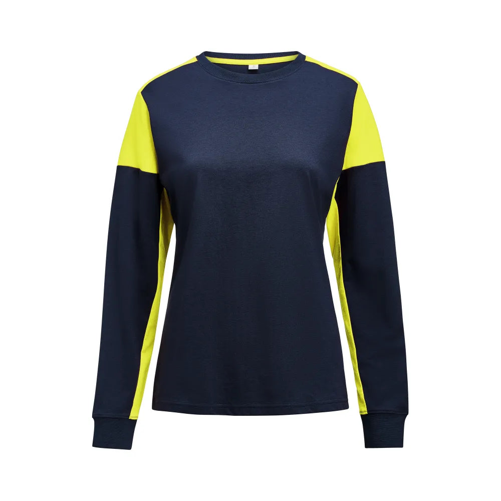 Printer Prime T-Shirt Long Sleeve T-Shirt Dames Marine Neongeel