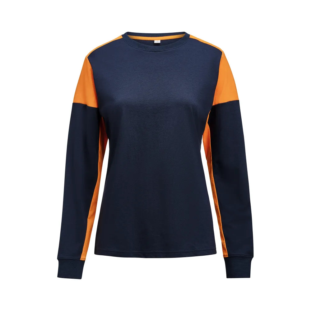 Printer Prime T-Shirt Long Sleeve T-Shirt Dames Marine Neonoranje