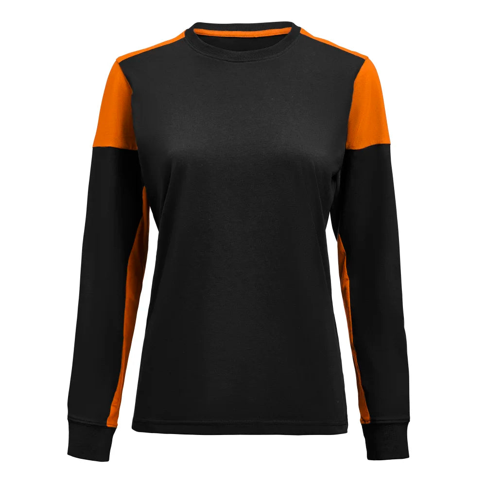 Printer Prime T-Shirt Long Sleeve T-Shirt Dames Zwart Oranje