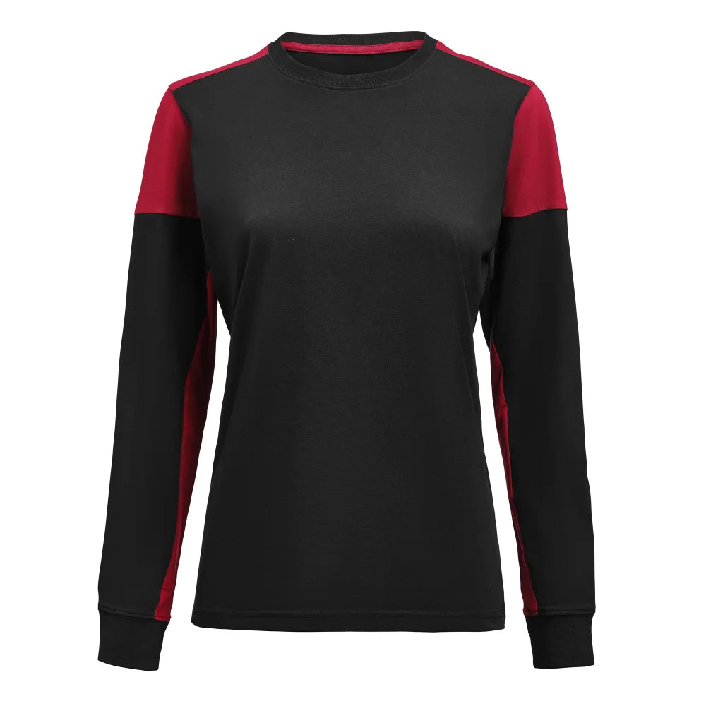 Printer Prime T-Shirt Long Sleeve T-Shirt Dames Zwart Rood