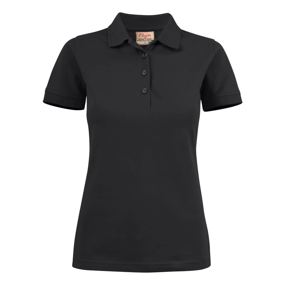 Printer Surf Stretch Polo Pique Dames Zwart