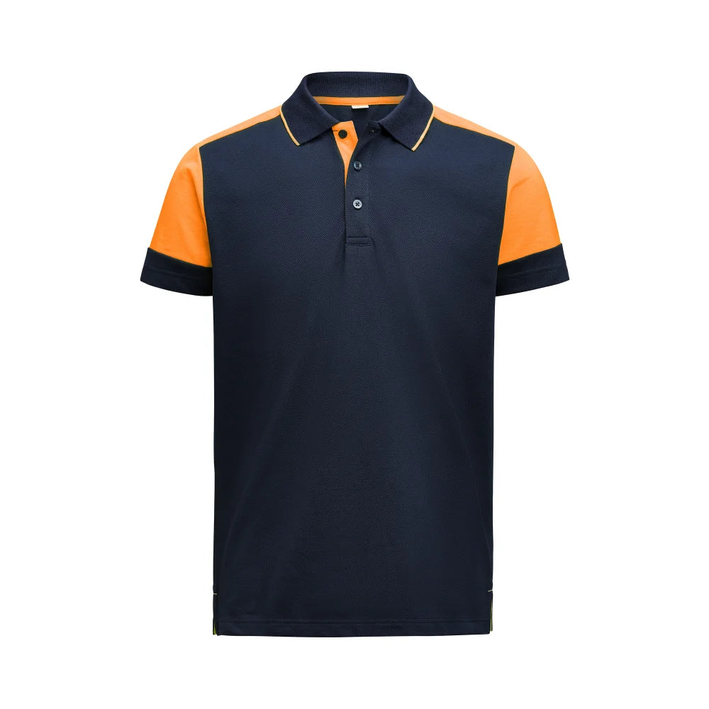 Printer Prime Polo Heren Marine Neonoranje