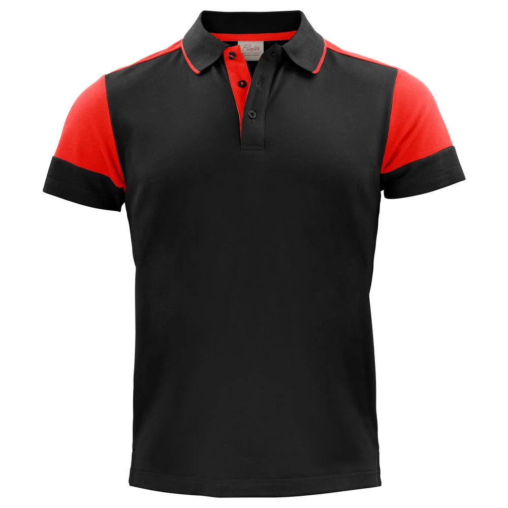 Printer Prime Polo Heren Zwart Rood